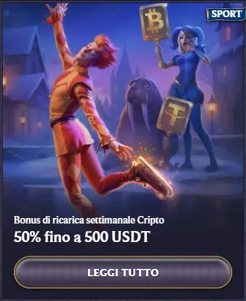 Bonus di ricarica settimanale cripto 50 fino a 500 usdt